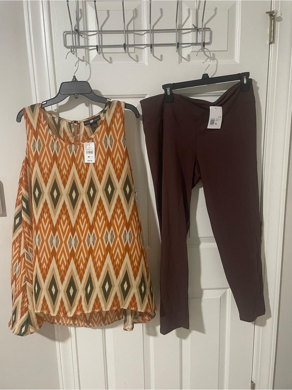 Womens Brown Stretch leggings xl  - Brown flowy tunic xl nwt